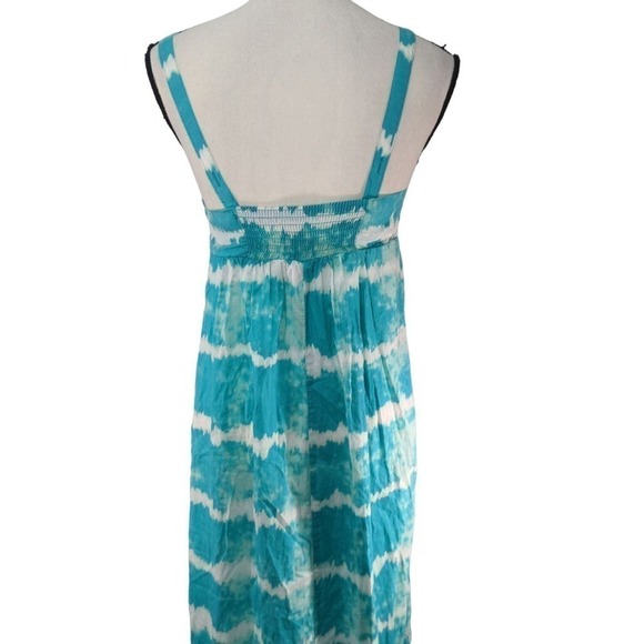 Faded Glory Tie Dye Tiered Ruffle Hem Smocked Back Maxi Dress Med (8-10) - Picture 7 of 10